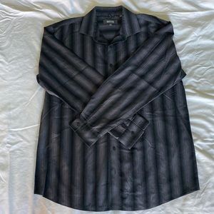 Kenneth Cole Reaction Long Sleeve Button Down | Gray Stripe | 16 1/2 / 34 - 35